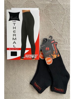 Kadın Termal Tayt 2 Adet Termal Çorap Hediyeli