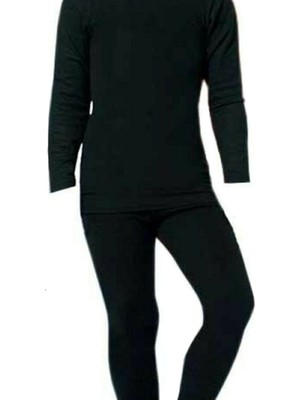 Erkek Çocuk Termal Içlik Tayt Alt Üst Siyah Uzun