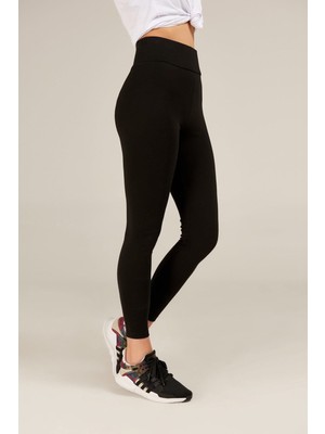 Kadın Siyah Yüksek Bel Korsajlı Spor Tayt