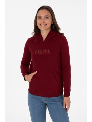 U.S. Polo Assn. Kadın Bordo Kapüşonlu Basic Sweatshirt 50307711-VR014