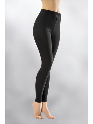 Kadın Siyah Penye Elastan Düz Desensiz Yüksek Bel Tayt Pt