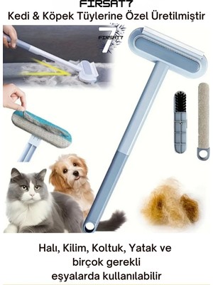Çok Fonksiyonlu Uzun Saplı Kedi Köpek Tüyü Toplayıcı Koltuk Halı Kıl Tüy Alma & Temizleme Fırçası