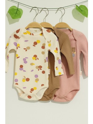 Kız Bebek Pamuklu Yenidoğan Çıtçıtlı 0/9 Ay Baskılı Uzun Kollu 3'lü Zıbın Seti