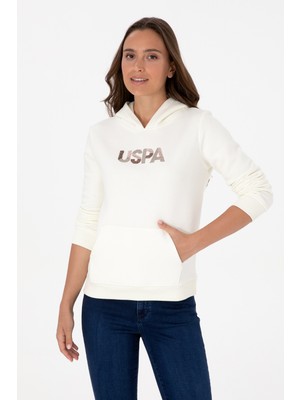 U.S. Polo Assn. Kadın Krem Kapüşonlu Basic Sweatshirt 50307711-VR256