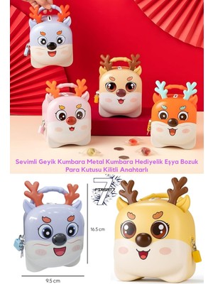 Sevimli Geyik Kumbara Metal Kumbara Hediyelik Eşya Bozuk Para Kutusu Kilitli Anahtarlı