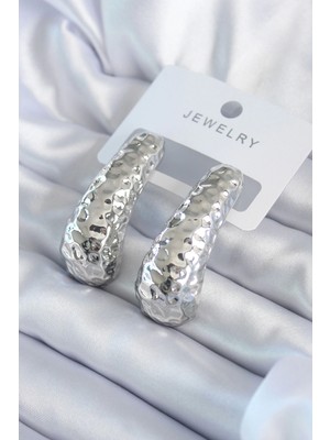 Bfs Gümüş Renk Işleme Detay Pirinç Kadın Küpe