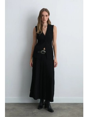 Gusto Uzun Triko Pilise Etek - Siyah