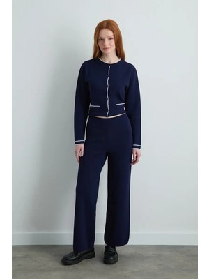 Gusto Bol Paça Triko Pantolon - Lacivert