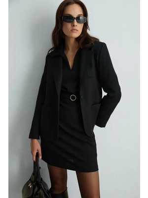 Gusto Yünlü Blazer Ceket - Siyah