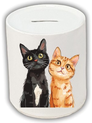 Ikili Kedi Baskılı Kumbara