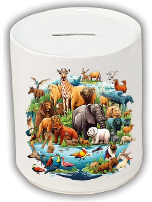 Hayvanlar Alemi Baskılı Kumbara - Para Biriktirme Kumbarası