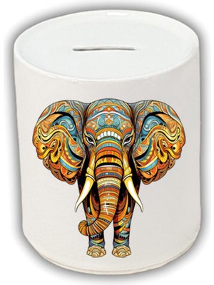 Otantik Fil Tasarımlı Kumbara - Seramik Para Biriktirme Kumbarası