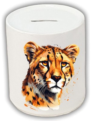 Kaplan Baskılı Kumbara - Seramik Para Biriktirme Kumbarası