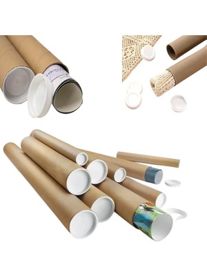 Postüp Karton Silindir Kutu - Ambalaj (125 x 7,6 Cm) Kapaklı - 10 Adet