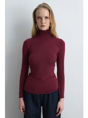 Gusto Balıkçı Yaka Kaşmir Bluz - Bordo