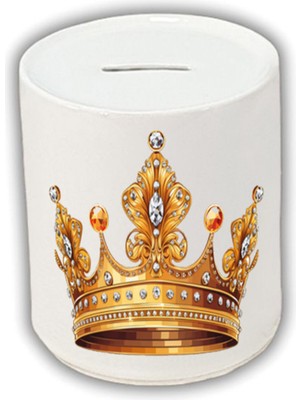 Kral Tacı Baskılı Kumbara - Seramik Para Biriktirme Kumbarası