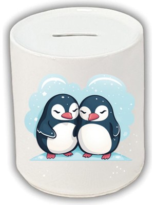 Penguenler Baskılı Kumbara - Para Biriktirme Kumbarası