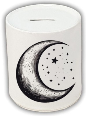Ay ve Içinde Yıldızlar Baskılı Kumbara - Para Biriktirme Kumbarası
