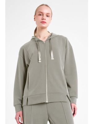 Kadın Fermuarlı Kapüşonlu Sweatshirt 25N-2103
