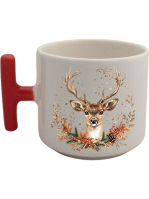 Yılbaşında Geyik Basklı Kahve Bardağı Kupa Bardak Yılbaşı Yeni Yıl Hediyesi