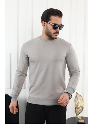 Erkek Kompakt Pamuklu Slim Fit Sweatshirt