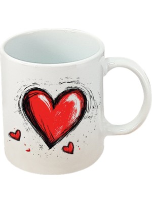 Kalp Baskılı Beyaz Kupa Doğum Günü Hediyesi - Anne Baba Hediyesi