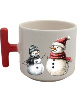 Yılbaşında Kardan Adam Baskılı Kahve Bardağı Kupa Bardak Yılbaşı Yeni Yıl Hediyesi