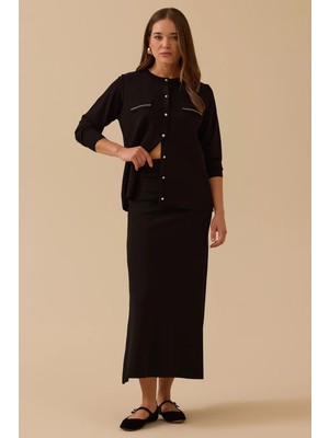 Seçil Kadın Düz Kesim Triko Etek 1013 Siyah