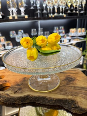 Esbeycam Sunumluk Pasta Standı Cam Gold Detaylı