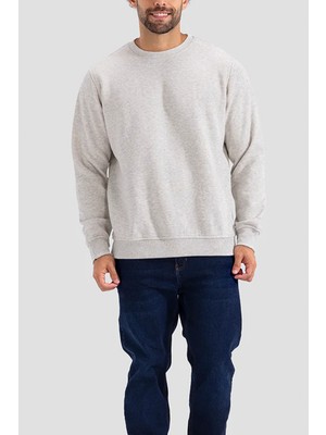 Erkek Düz Basic Bisiklet Yaka Sweatshirt – Baskısız Regular Fit