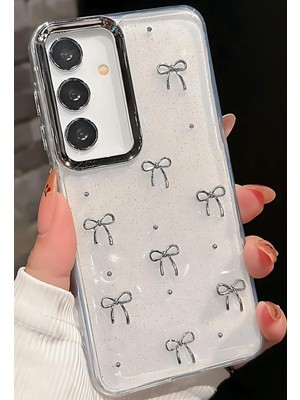 Samsung Galaxy A17 Kılıf Kamera Korumalı Şeffaf Dalga Kenarlı Kırmızı Kalp Diyonk Desenli Yumuşak Silikon Kapak