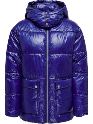 Onlsky Oversızed Puffer Jacket cc Otw Kadın Clematis Blue Night Sky Mont - 15321847