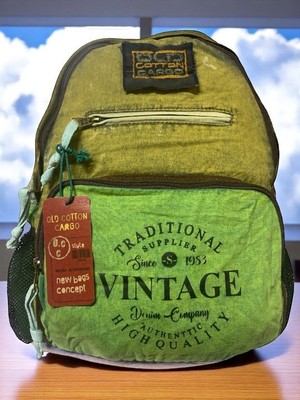 Old Cotton Cargo Old Cotton  Tek Bölmeli Vintage Disayn Sırt Gezi Çantası North Dakato 30X43CM