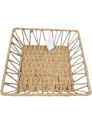 Doğal Örgü Kare Sepet