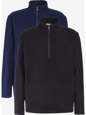 2'li Paket  Standart Fit Dik Yaka Soğuk Geçirmez Polar