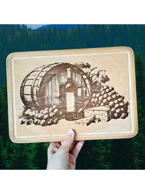 Fıçı Temalı Ahşap Sunum Tahtası