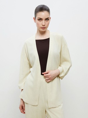 Lc Waikiki Yeni Sezon Şal Yaka Keten Karışımlı Kadın Kimono