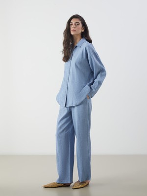 Lc Waikiki Yeni Sezon Beli Lastikli Keten Görünümlü Kadın Pantolon