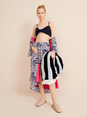 Xint Kadın Lacivert Oversize Kimono
