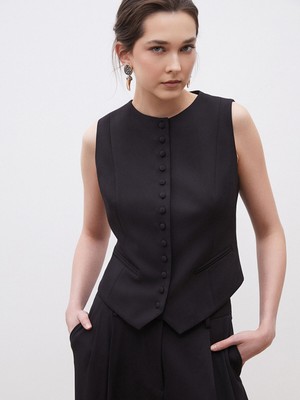 Lc Waikiki Yeni Sezon Bisiklet Yaka Krep Kadın Klasik Yelek