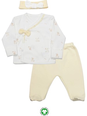 Bistyle 3'lü Zıbın Takım Welcome Baby Duck 13104 Sarı-Ekru