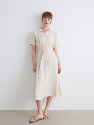 Lc Waikiki Yeni Sezon Beli Kuşaklı Gömlek Elbise