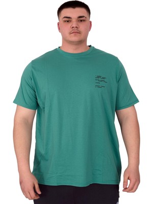 Mode Xl Büyük Beden Erkek T-Shirt Bisiklet Yaka Space U25018 Çağla