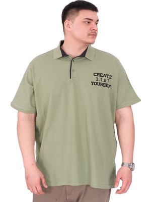 Mode Xl Büyük Beden Erkek T-Shirt Polo Yaka Yourself U25310 Çağla