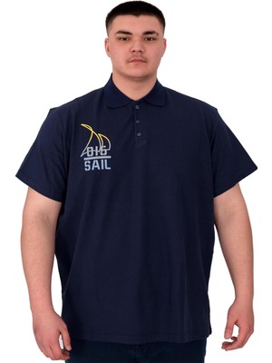 Mode Xl Büyük Beden Erkek T-Shirt Polo Sail U25301 Indigo