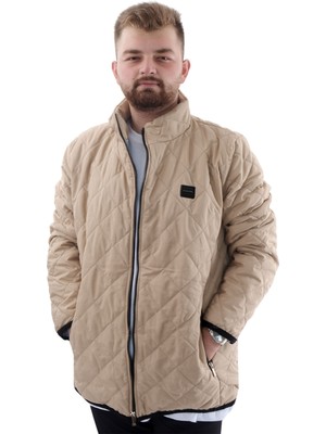 Mode Xl Büyük Beden Erkek Dik Yaka Kapitone Mont U24601 Sütlü Kahve