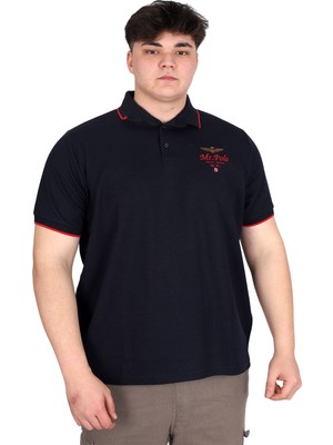 Mode Xl Büyük Beden Erkek Polo Yaka Tişört Waffle Mr.polo U24298 Lacivert