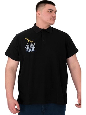 Mode Xl Büyük Beden Erkek T-Shirt Polo Sail U25301 Siyah