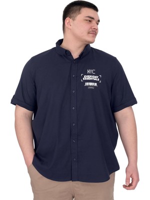 Mode Xl Büyük Beden Erkek Gabardin Gömlek Everyday Essentials U25602 Lacivert