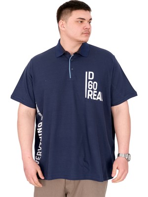 Mode Xl Büyük Beden Erkek T-Shirt Polo Yaka Real U25309 Indigo